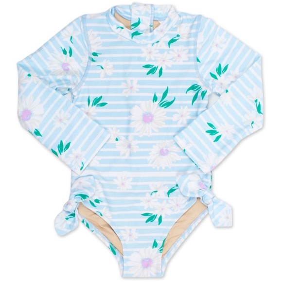 Shade Critters Girl Floral Striped Long Sleeve Swimsuit in size 2T - Picture 1 of 4